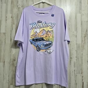 Ford Mustang Retro Purple Short Sleeve Women's Graphic Tee Shirt XXL
